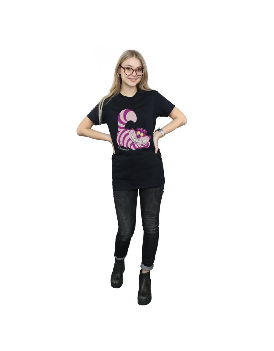 Alice In Wonderland Womens/Ladies Cheshire Cat Boyfriend T-Shirt - Black - 3