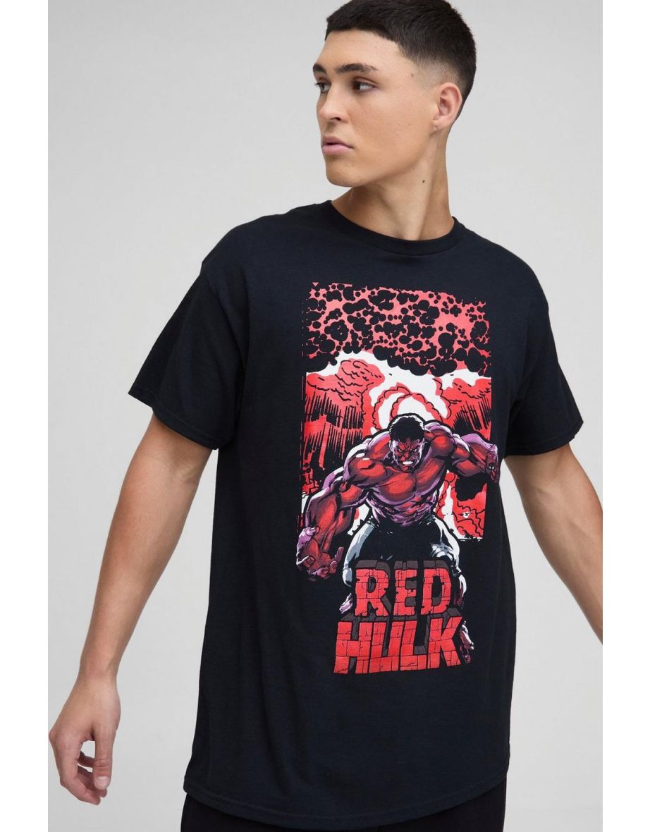 Oversized Captain America Red Hulk License T-Shirt - black