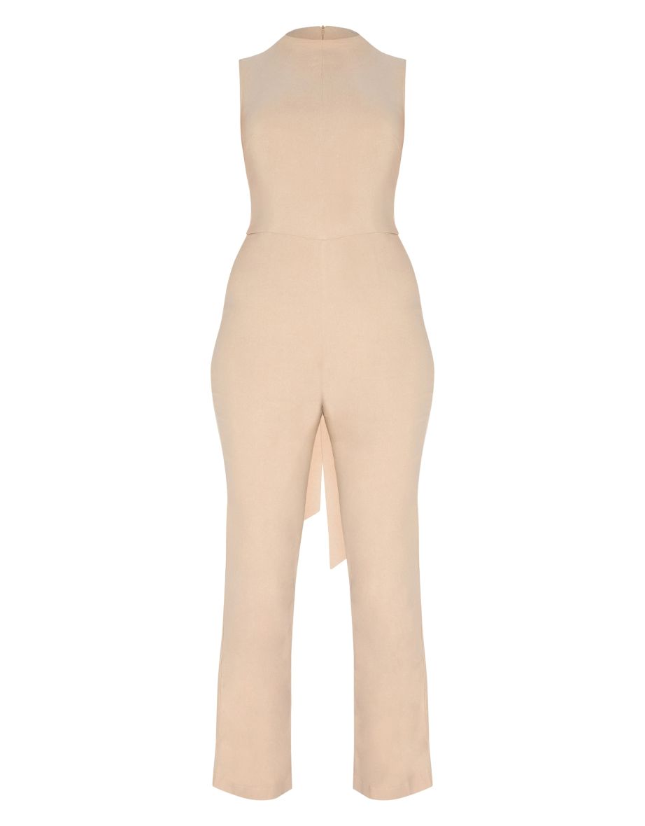 Shape Stone Stretch Woven Tailored High Neck Wide Leg Jumpsuit - 4