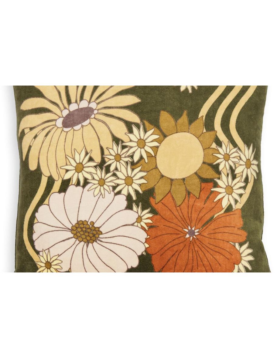 Annie 45 x 45cm Floral 100% Cotton Velvet Cushion Cover