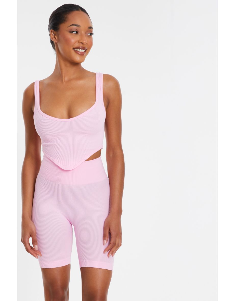 Quiz Pink Ribbed Cycling Shorts