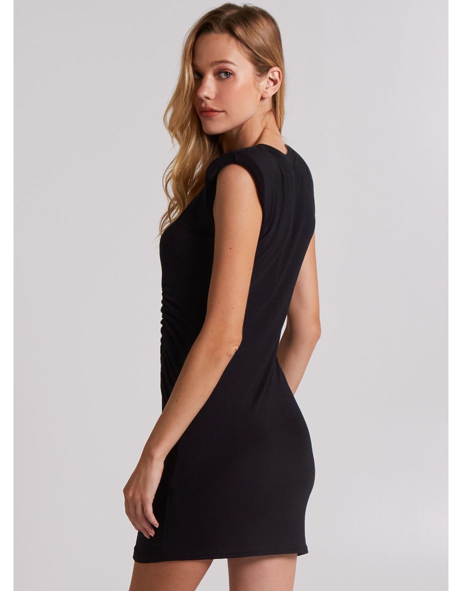 Ruched Side Ribbed Dress - 4