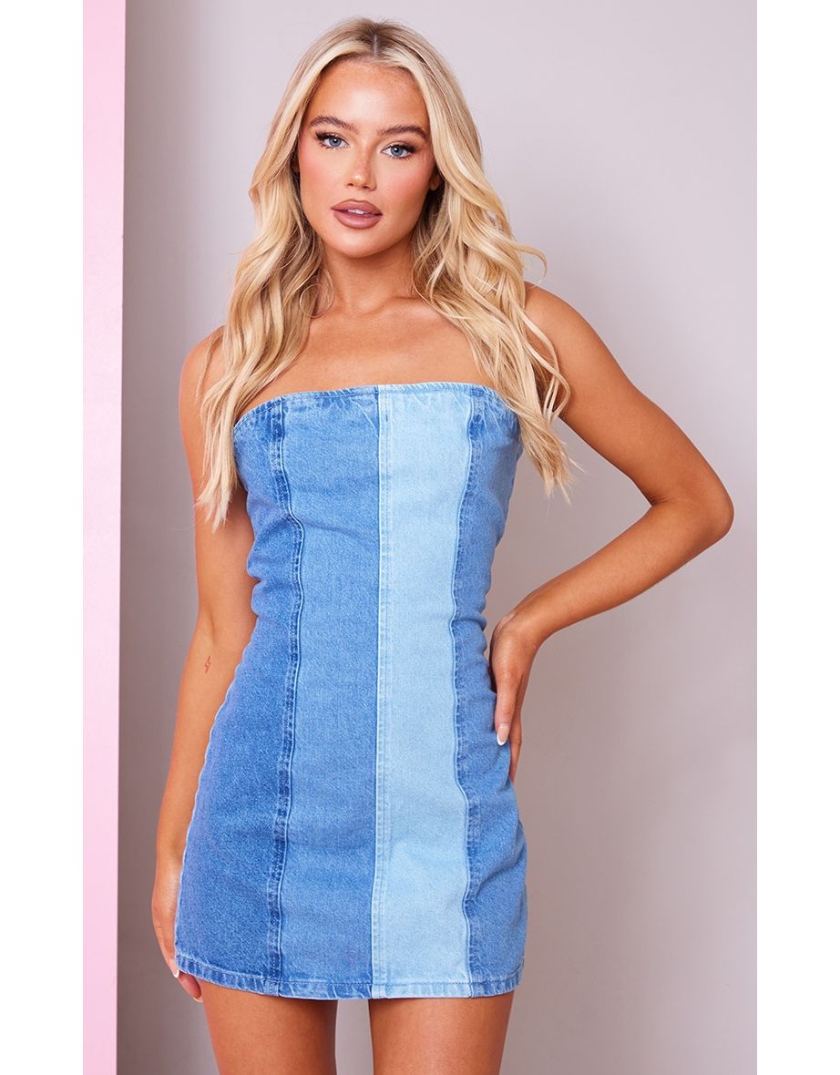 Denim bandeau dress new arrivals