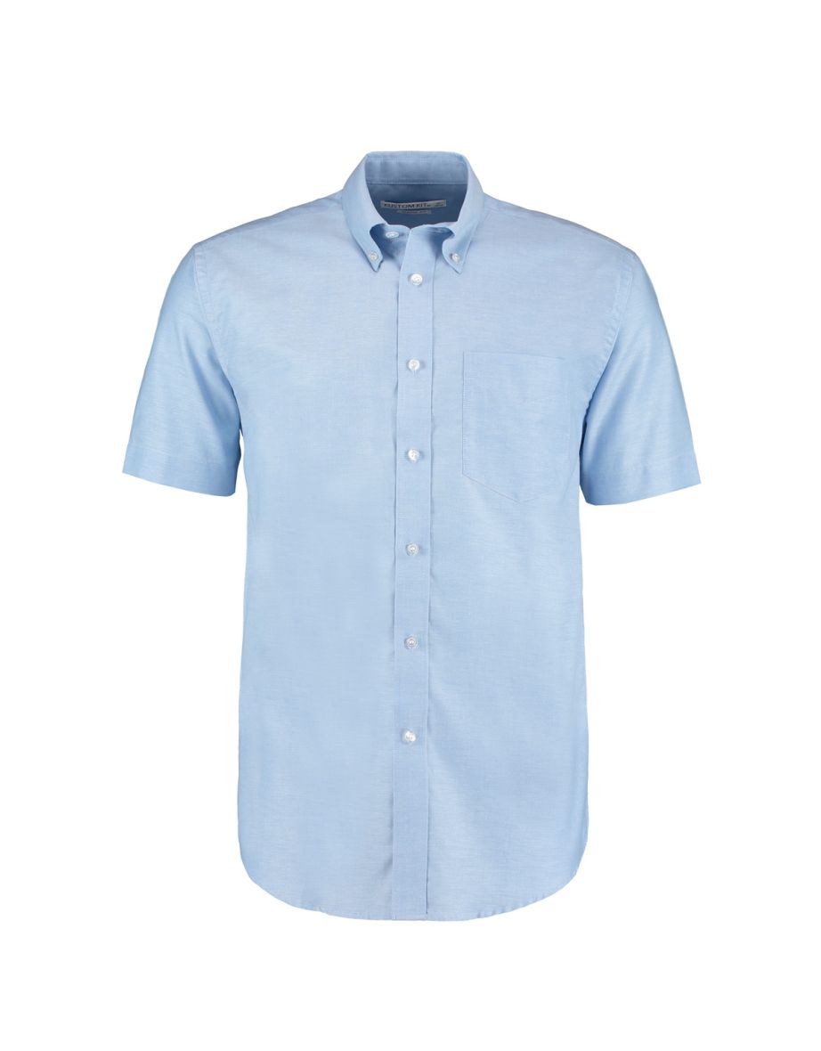 Kustom Kit Mens Workwear Oxford Short Sleeve Shirt - Light Blue