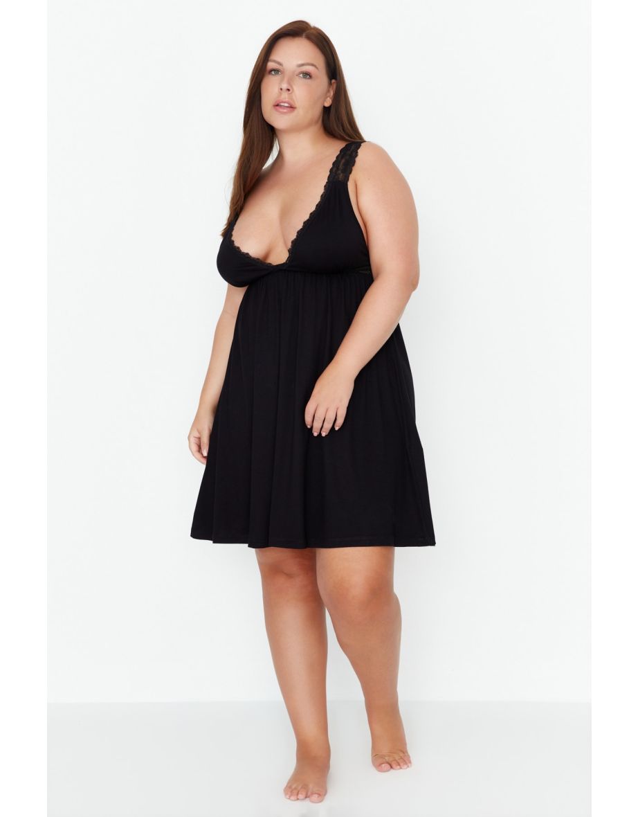 Shop Plus Size Nightgown Black Mini Online in Oman VogaCloset