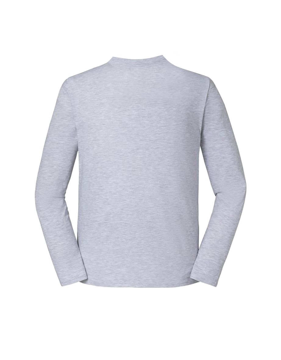 Fruit of the Loom Mens Iconic 195 Premium Ringspun Cotton Long-Sleeved T-Shirt - Heather Grey - 1