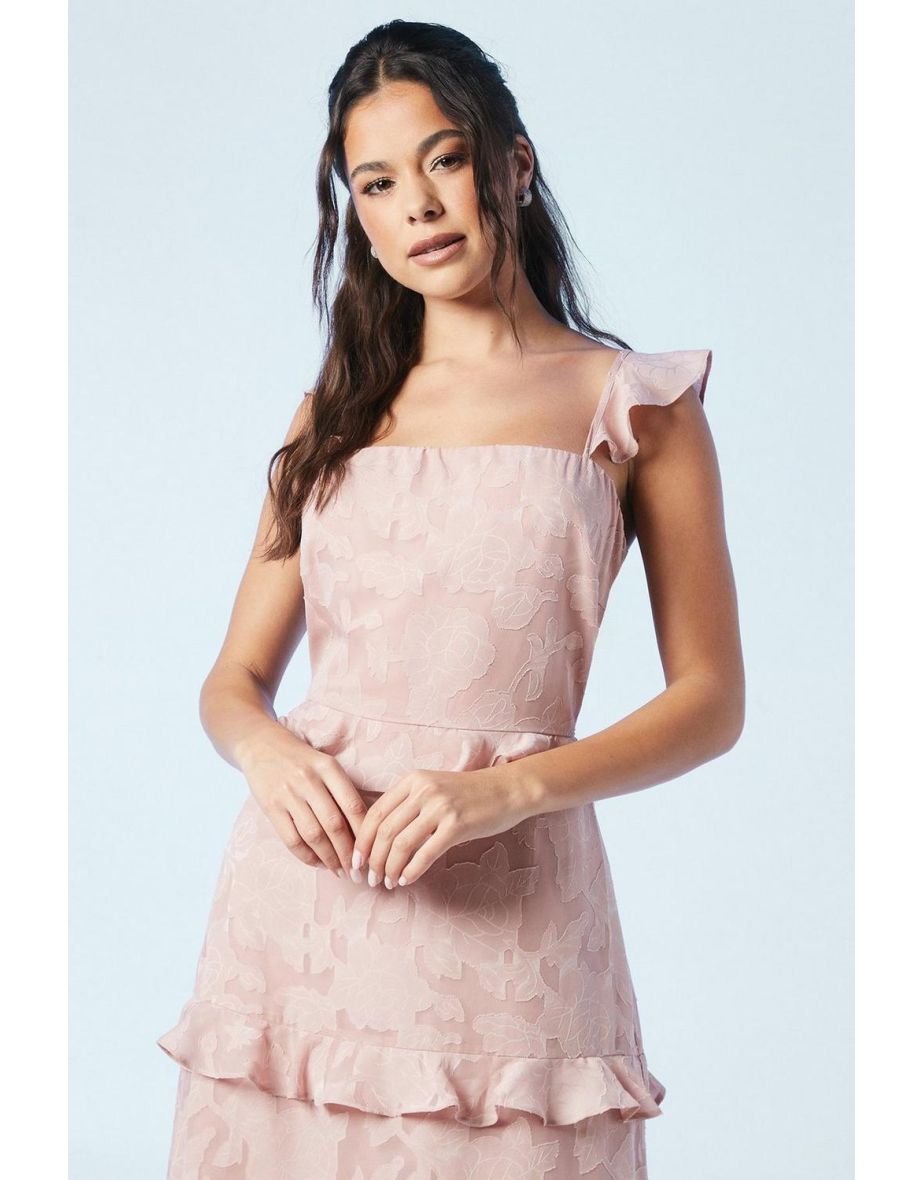 Rose Georgette V Neck Bridesmaids Dress - 3