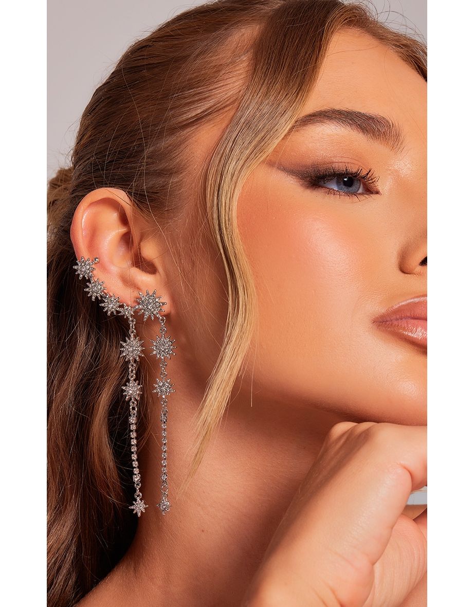 Silver Star Diamante Ear Cuff