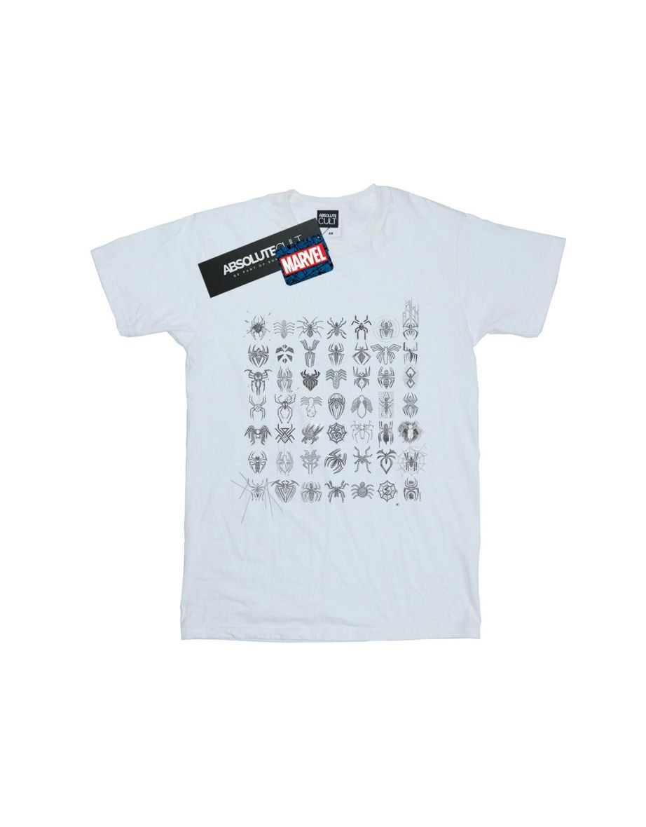 Marvel Boys Spider-Man Spidey Symbols Sketched T-Shirt - White