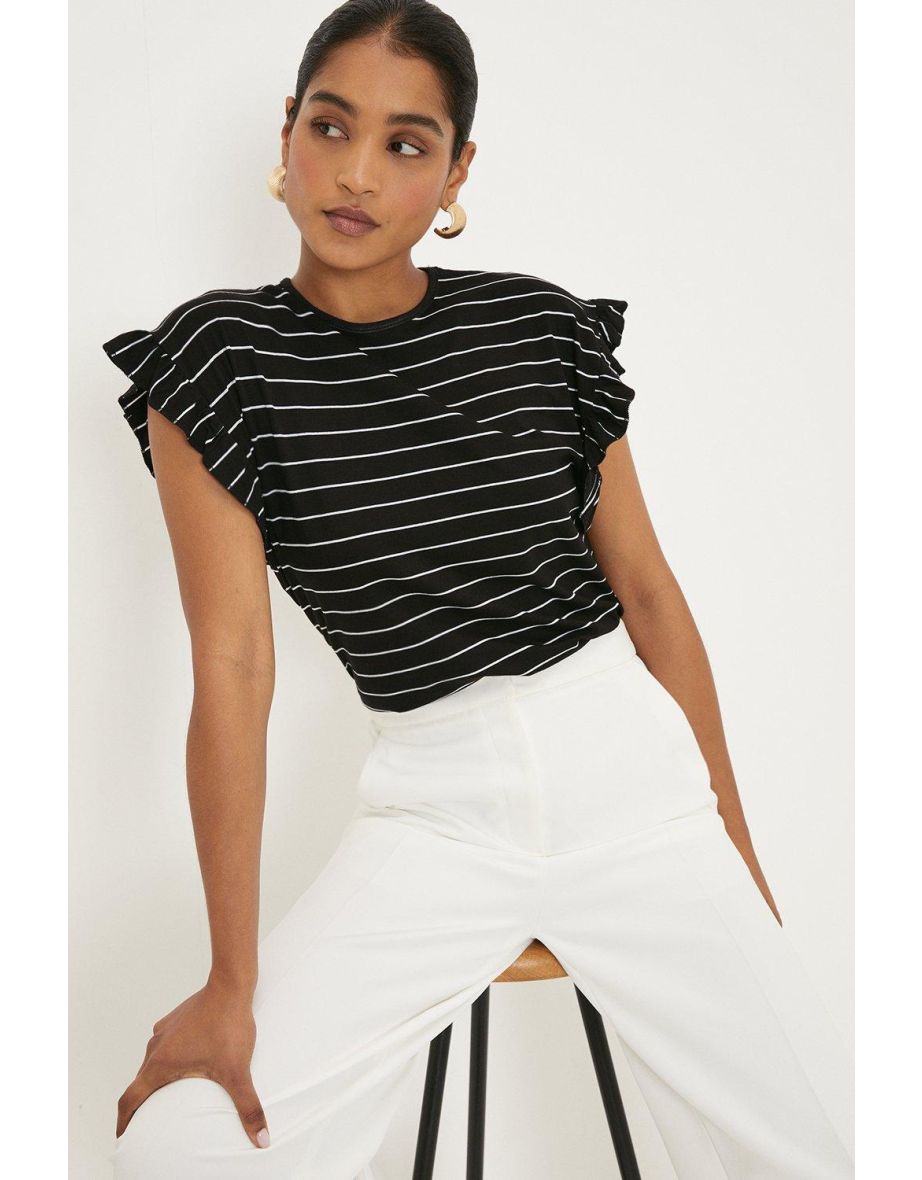 Frill Trim Stripe T-Shirt