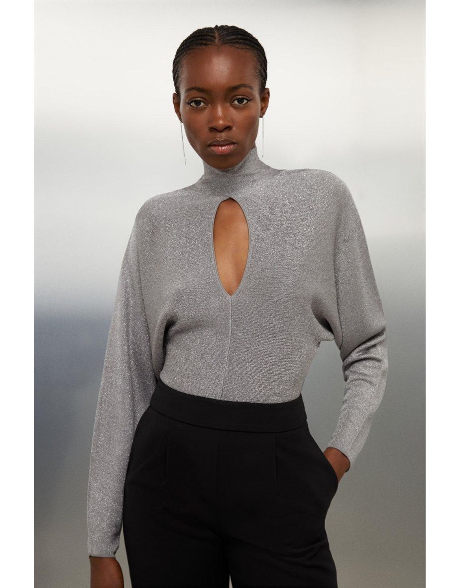 Shop Slinky Viscose Keyhole Tie Detail Knit Top Online in Bahrain VogaCloset