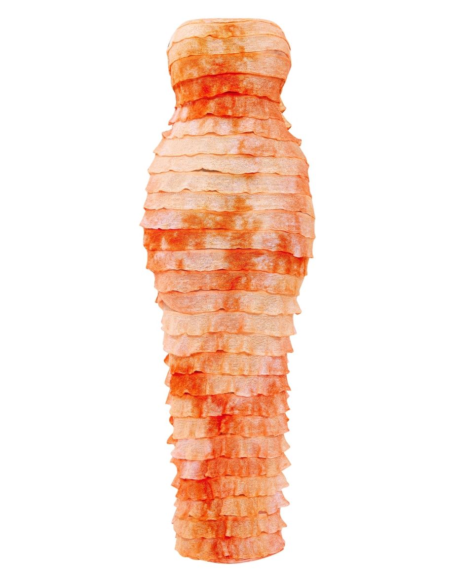 Shop Shape Orange Ombre Frill Edge Bandeau Maxi Dress Online