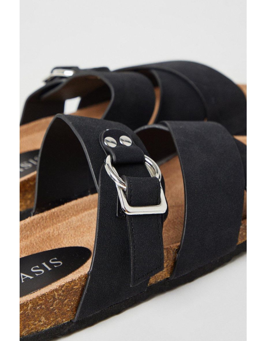 Bethany Cross Strap Buckle Detail Slider Footbed Sandals - 3