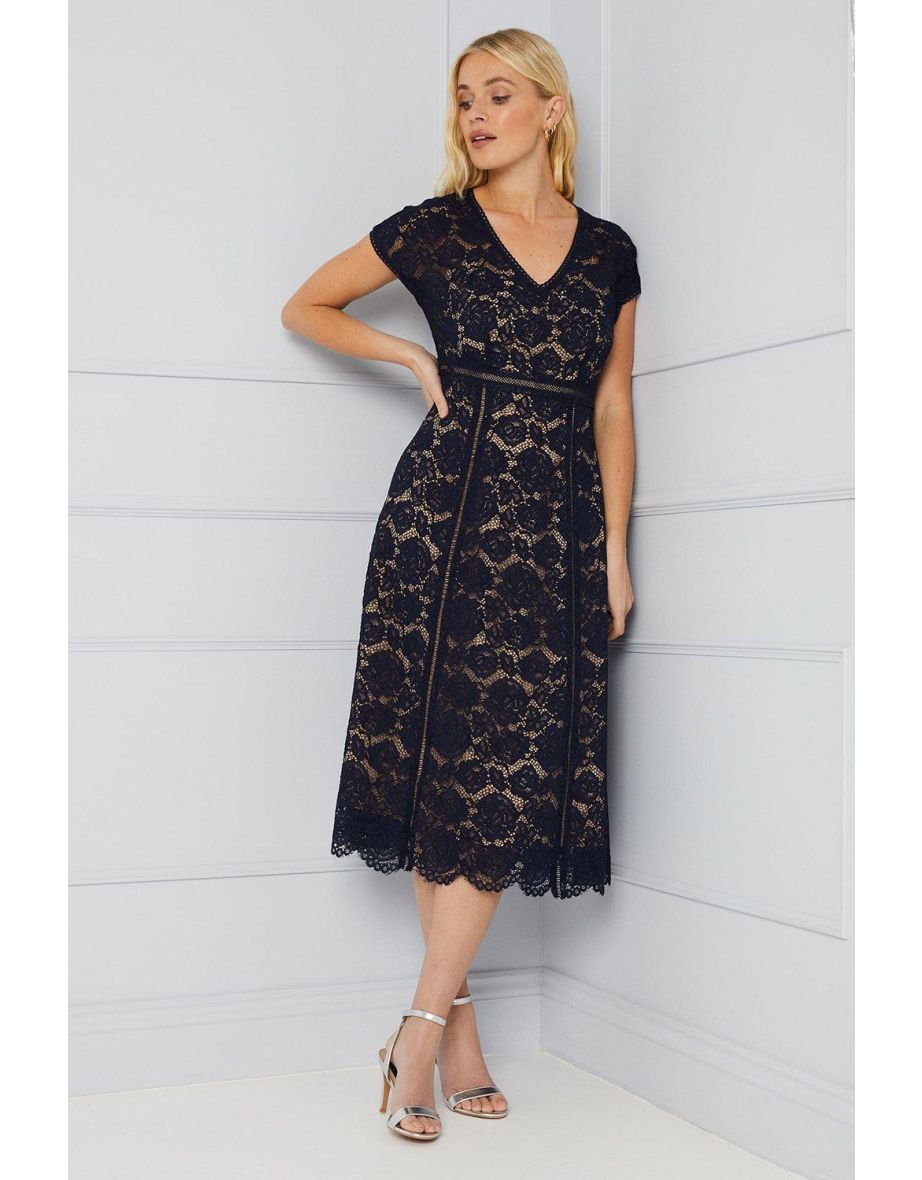 Lace fit and flare midi dress 2025
