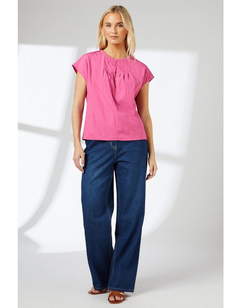 Pink Keyhole Detail Grown On Sleeve Top