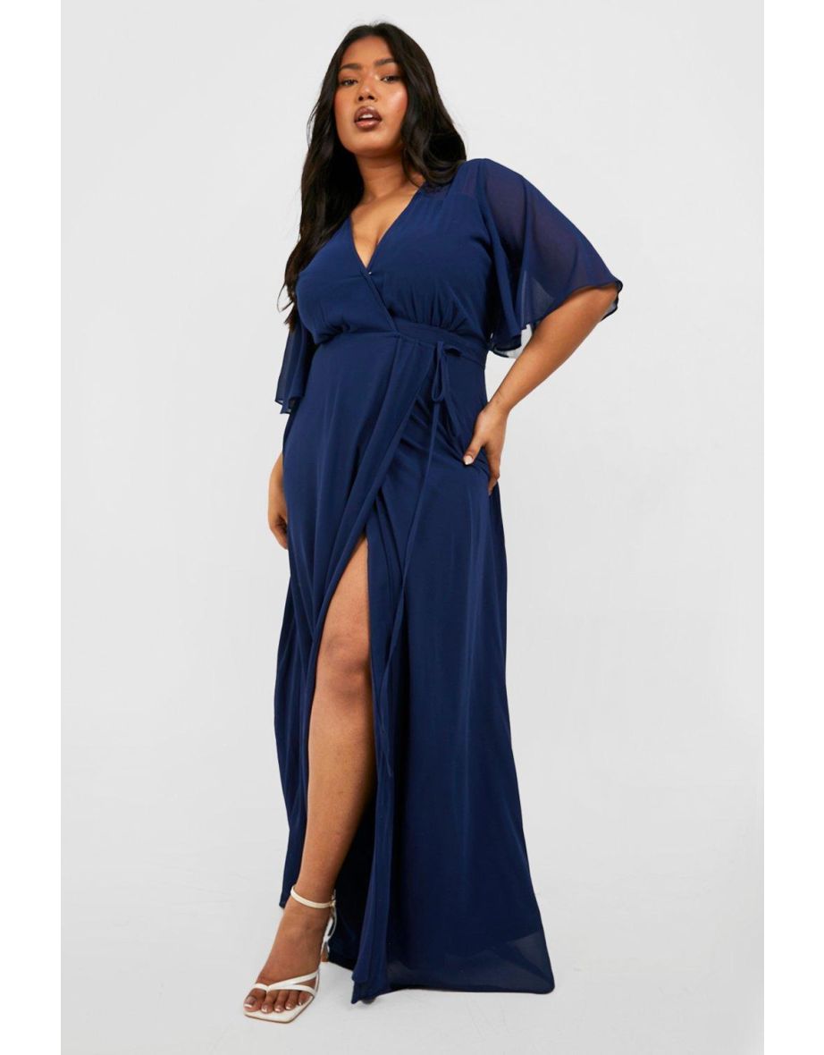 Navy wrap dress plus size best sale