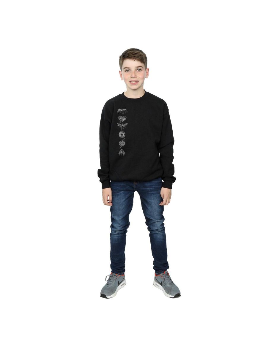 DC Comics Boys Justice League Movie Sprayed Emblems Sweatshirt - Black - 3