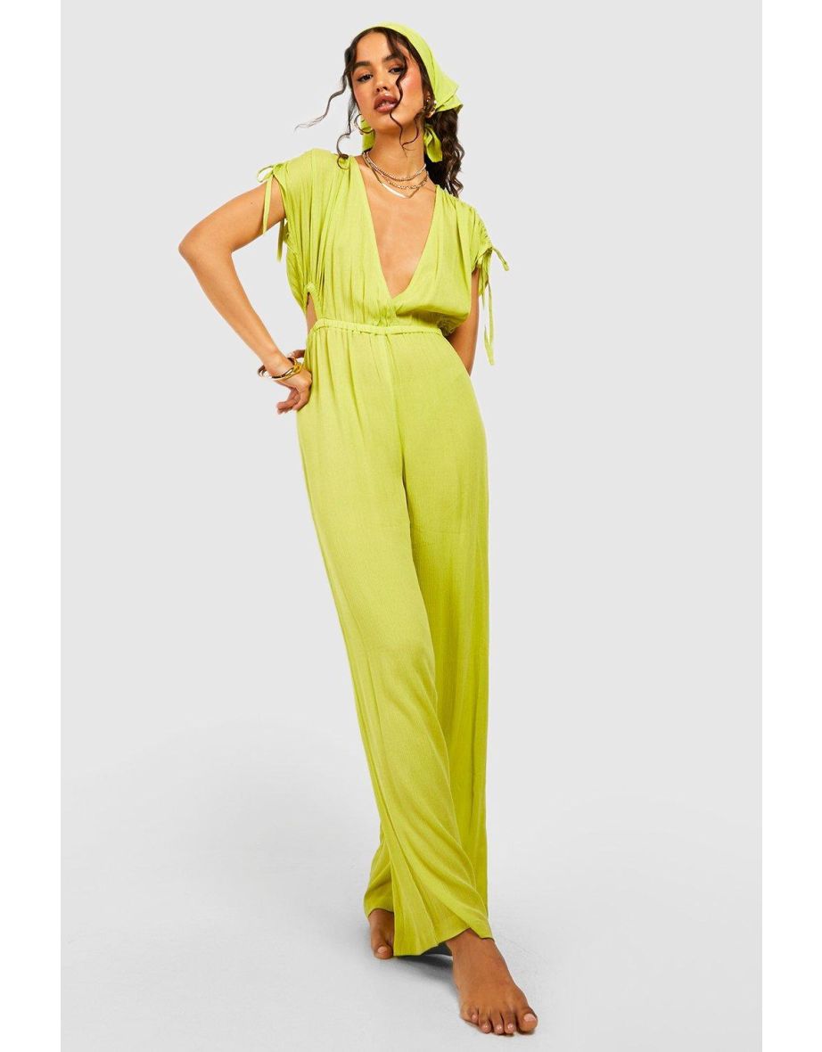 Warehouse gathered homesick neck jumpsuit
