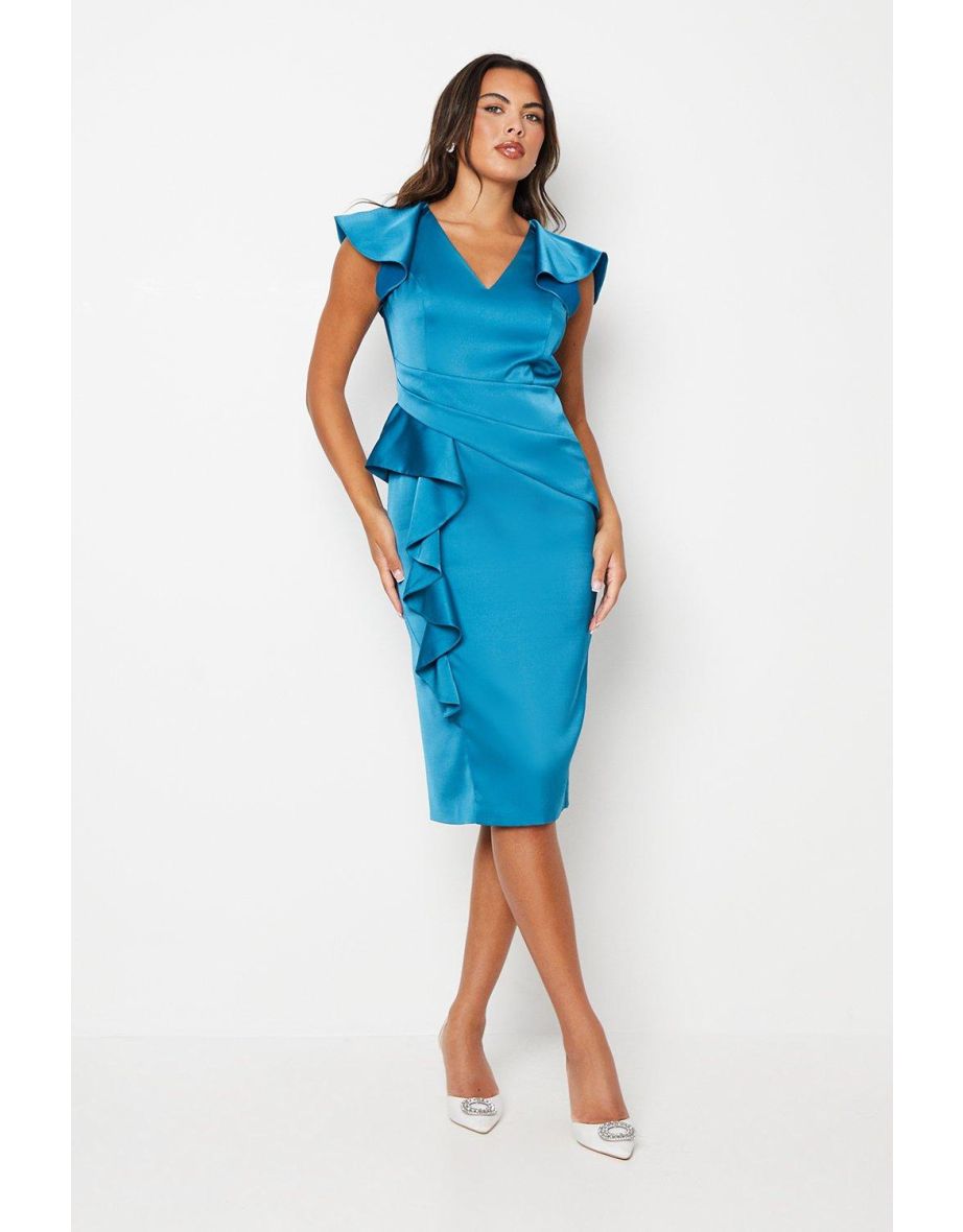 Wrap Front Dress In Chiffon With Collar