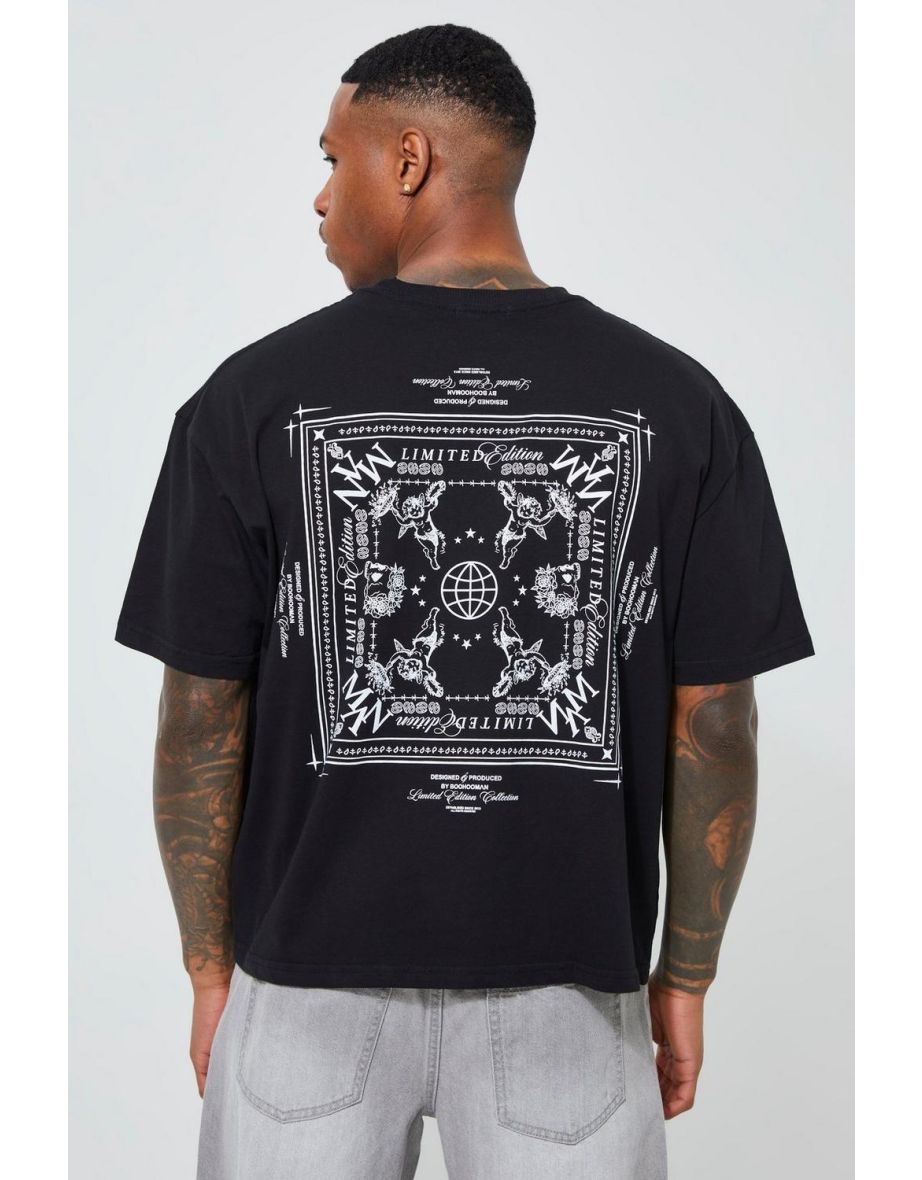 Boxy Cupid Stencil Back Graphic T-shirt - black