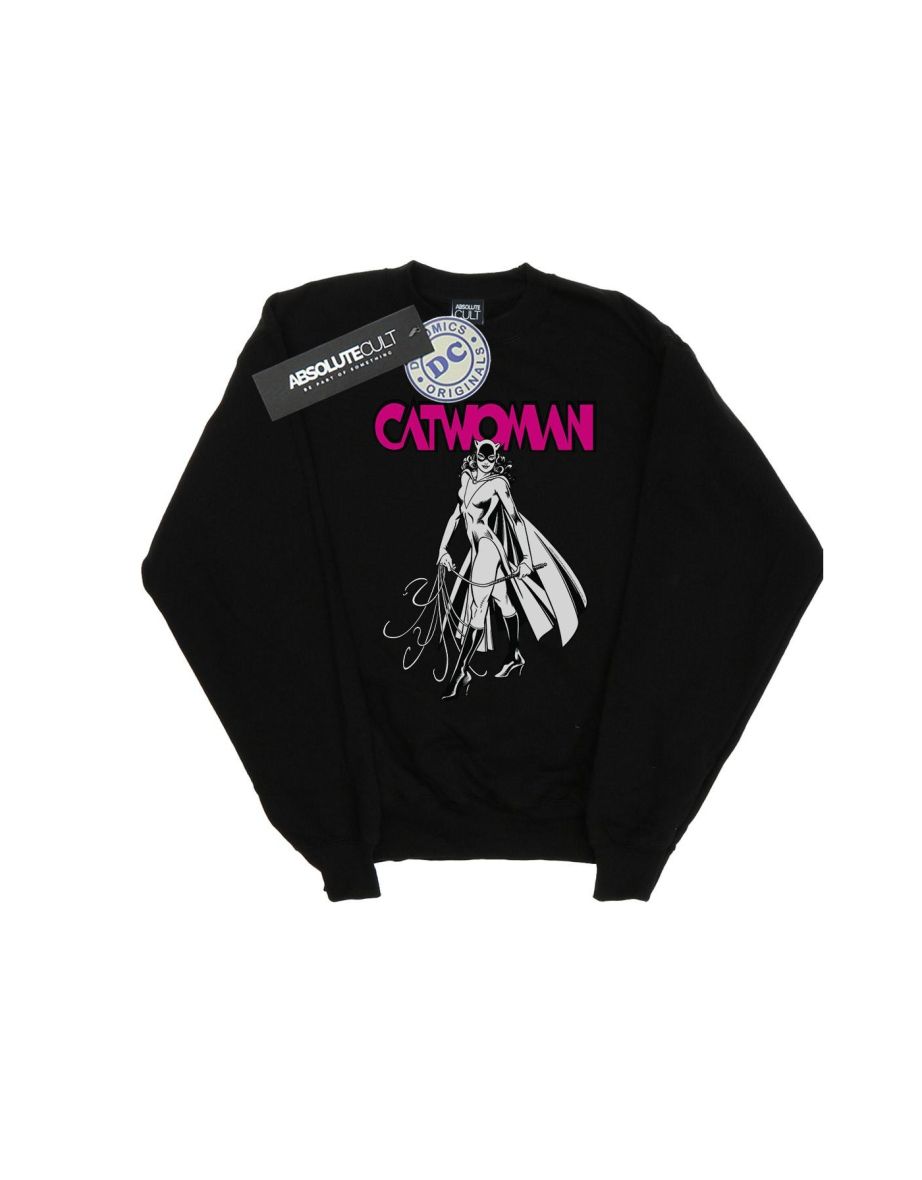 DC Comics Girls Catwoman Whip Sweatshirt - Black