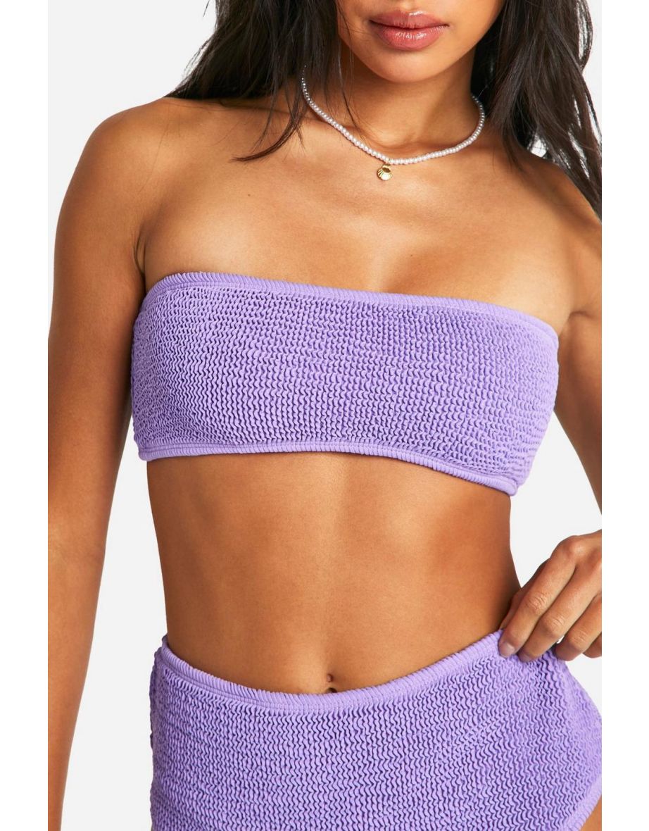 Premium Crinkle Bandeau Tube Bikini Top - lilac - 2