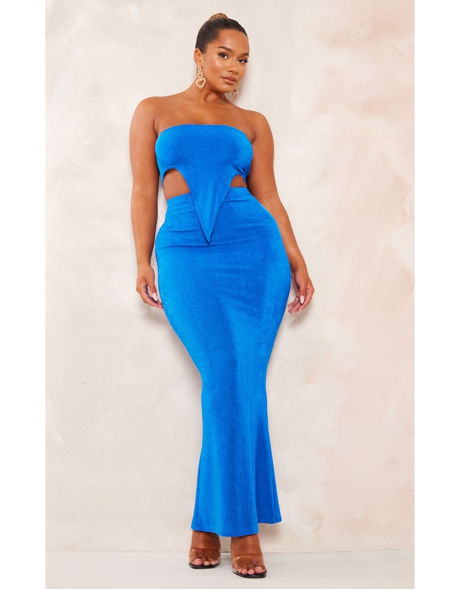 Shape Bright Blue Slinky Acetate Maxi Skirt