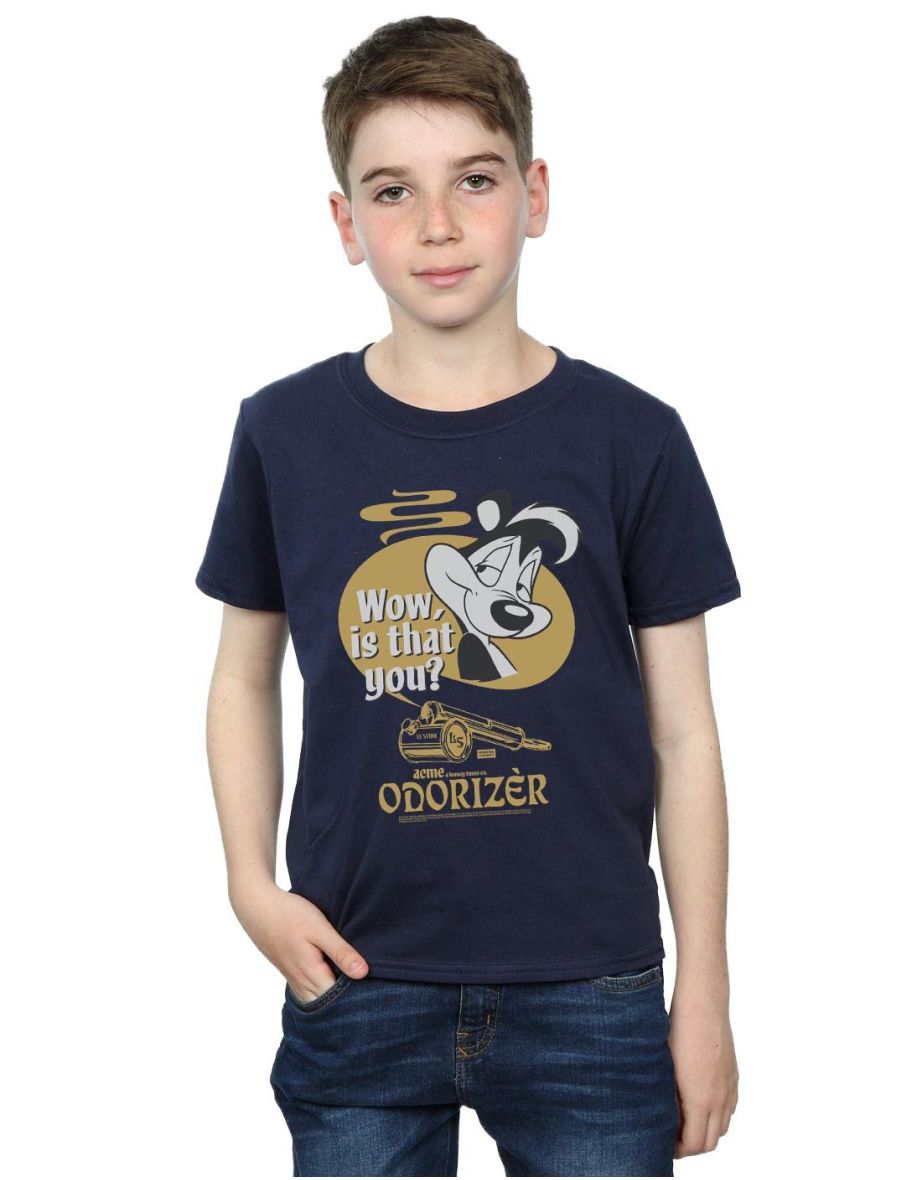 Looney Tunes Boys Odorizer Pepe Le Pew Cotton T-Shirt - Navy Blue - 3