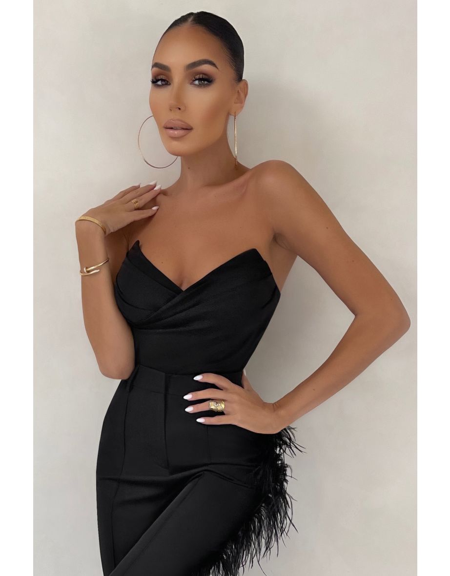 Coupled Up | Black Corset Strapless Bodysuit