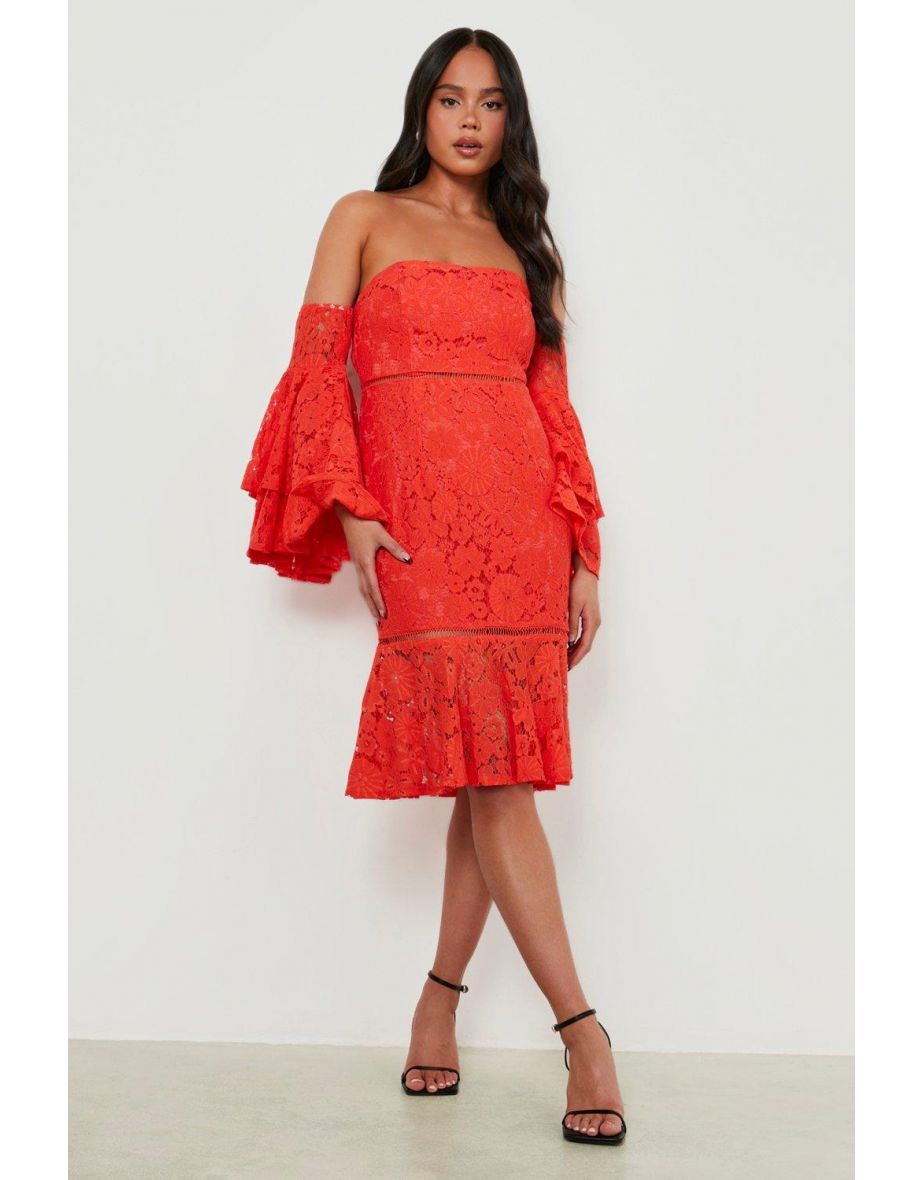 Crochet trim clearance bardot dress
