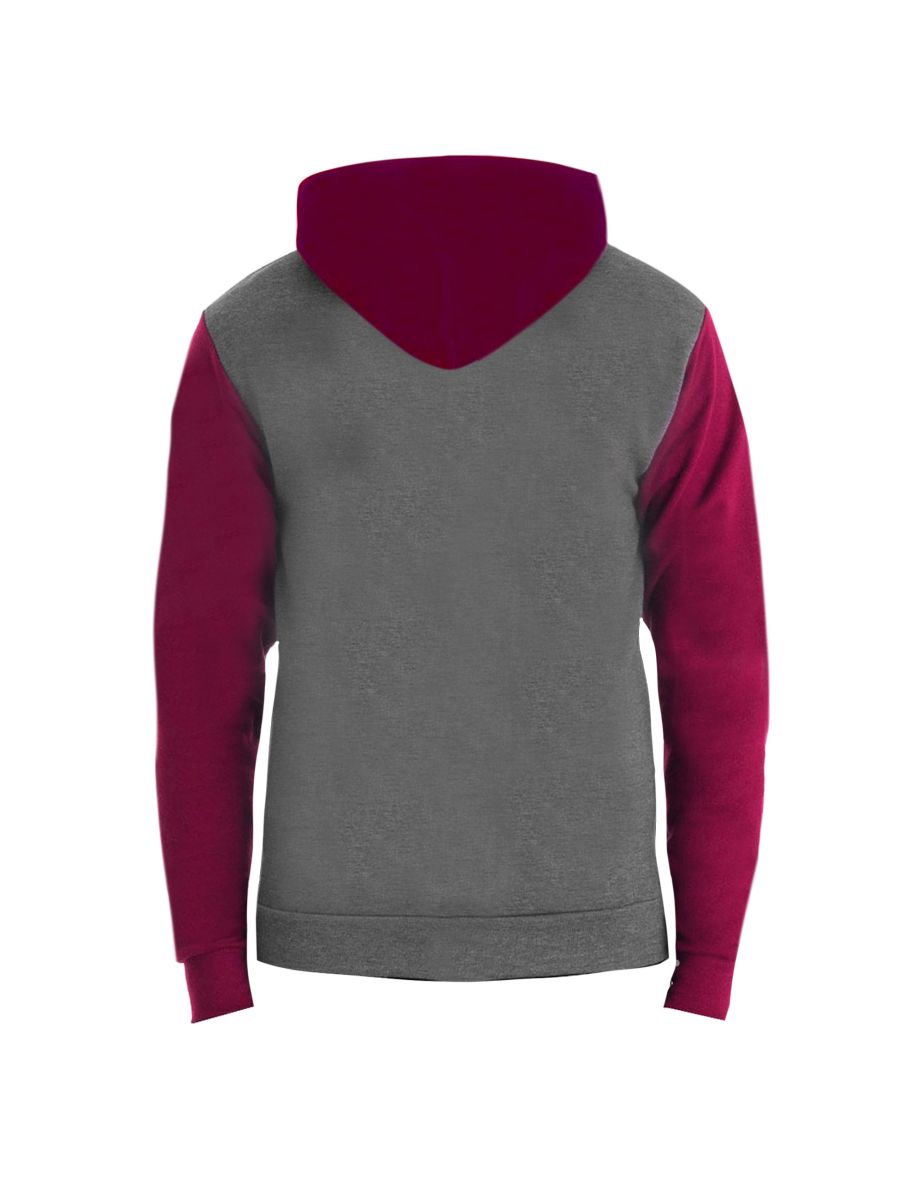 Awdis Mens Retro Zoodie / Hooded Sweatshirt / Hoodie - Charcoal Grey/Burgundy - 1