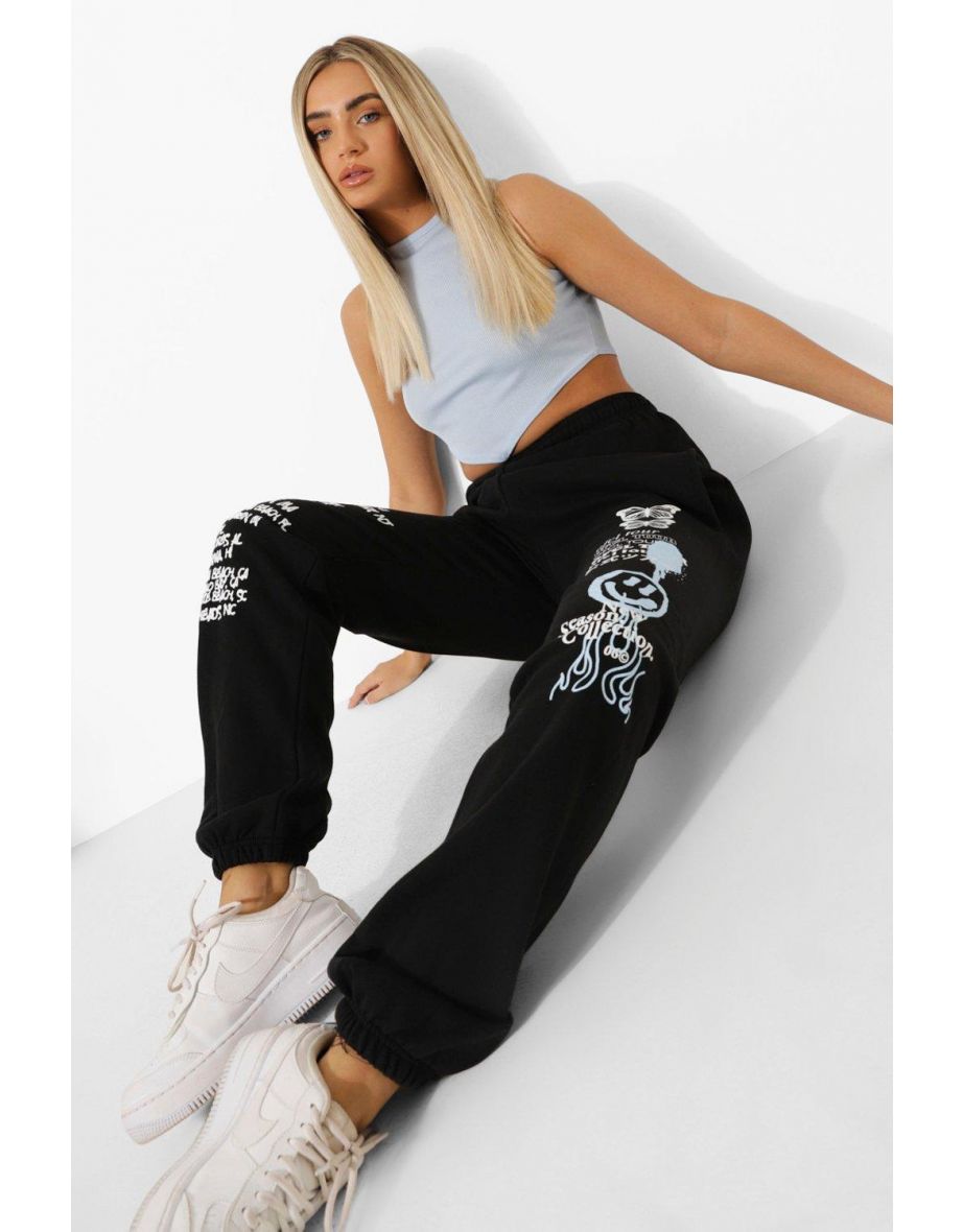 Graffiti Print Joggers - black - 3