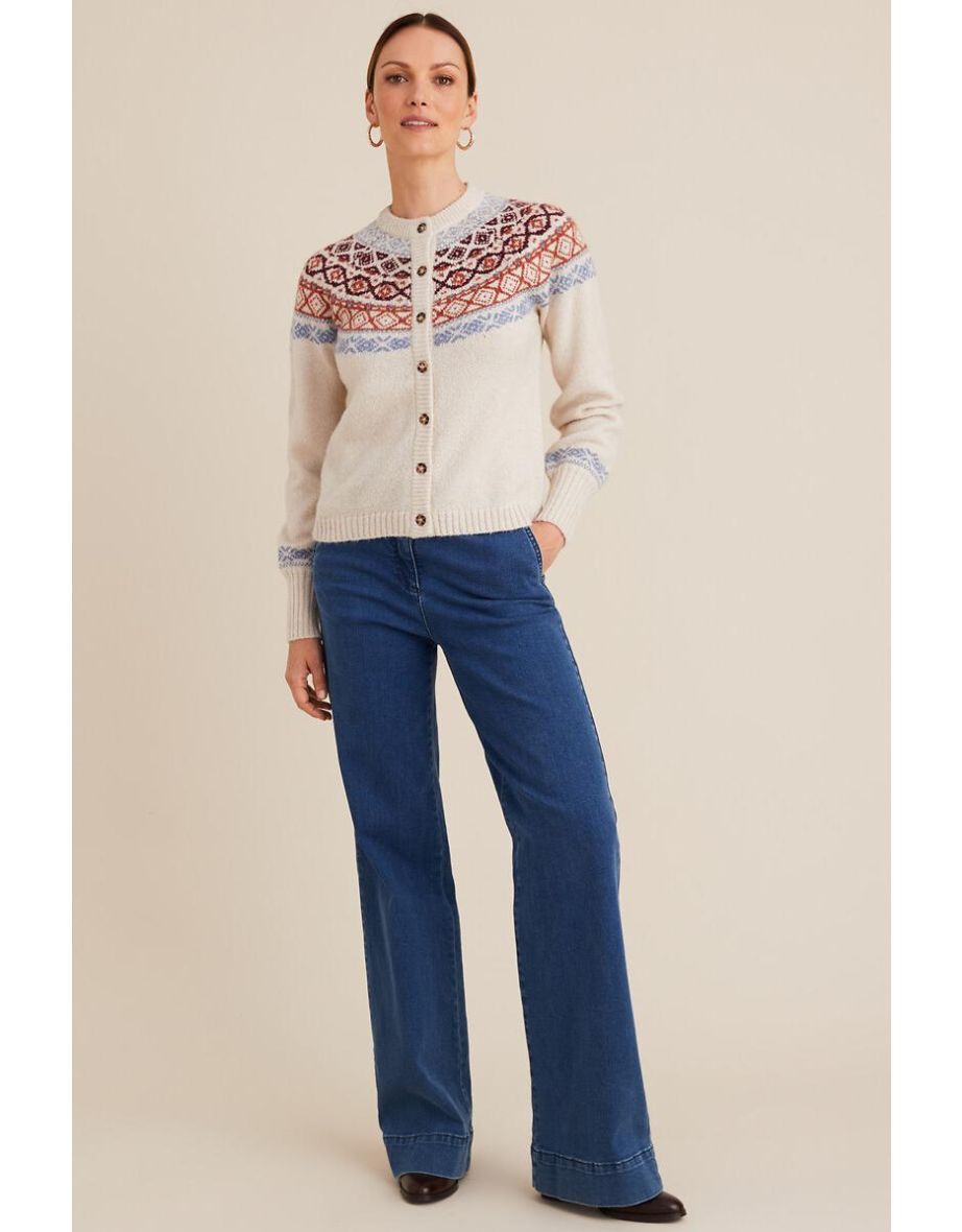 Jacquard Chunky Knit Cardigan with Button Fastening