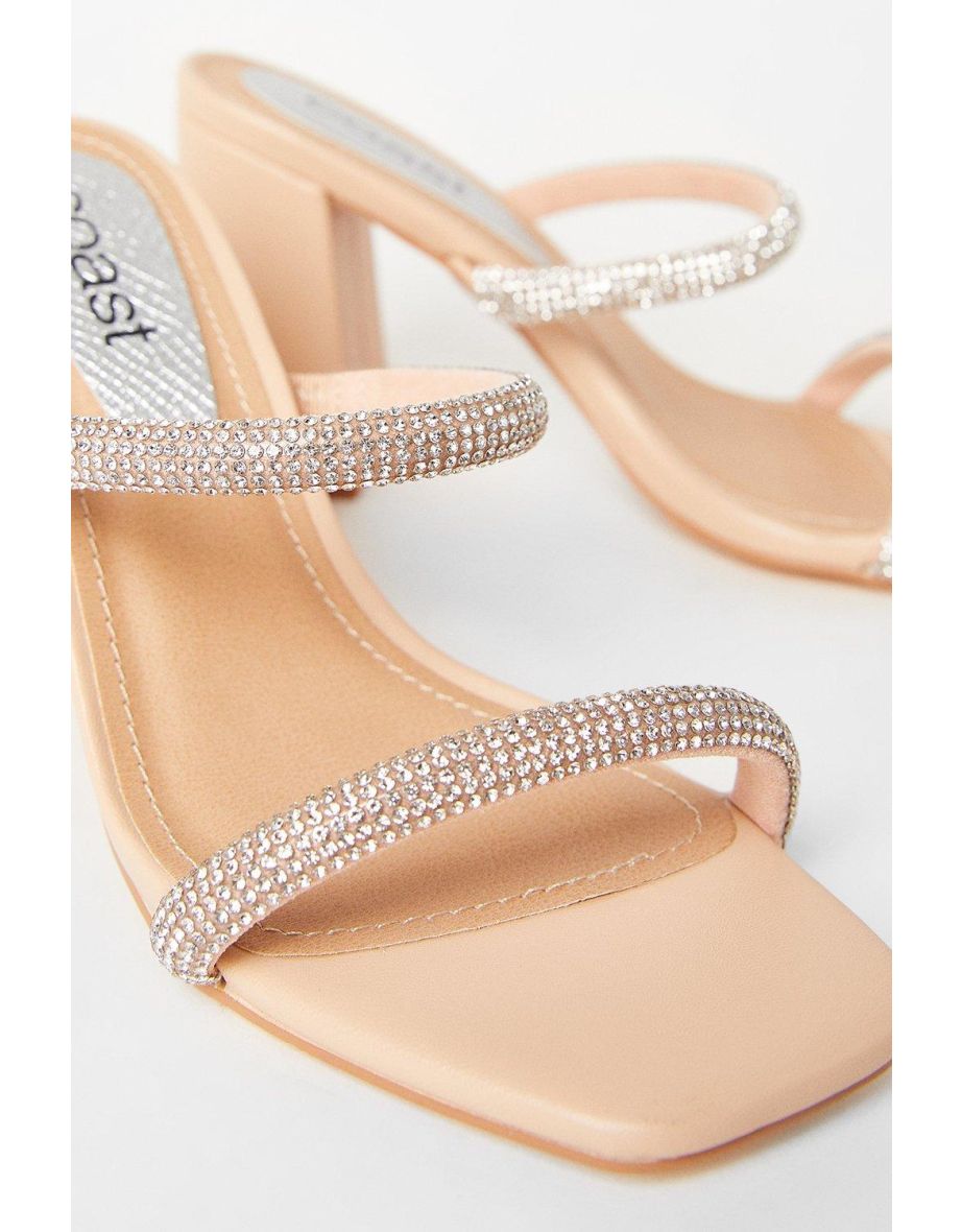 Tyla Diamante Slip-on High Block Heeled Sandals - 3