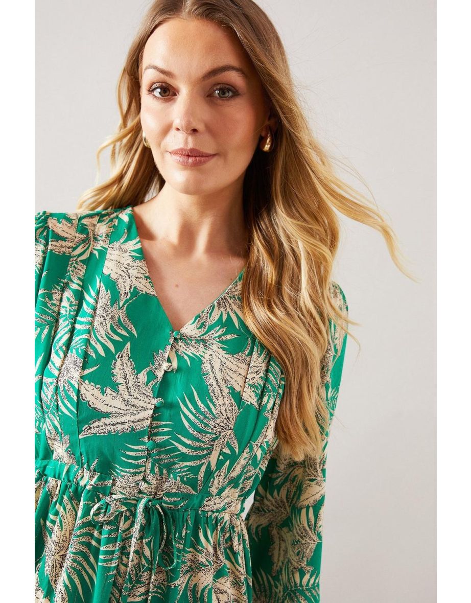 Tropical Button Up Smock Dress - 3