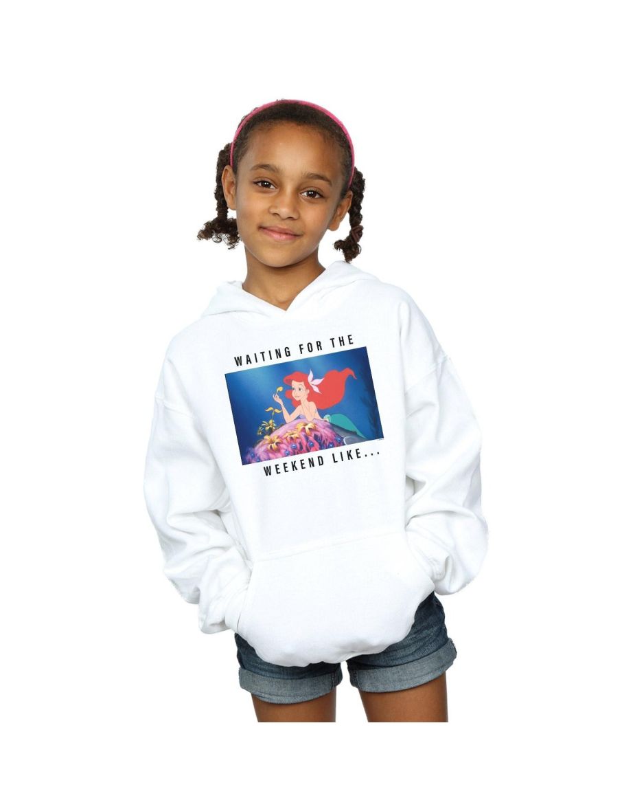 Disney Princess Girls Ariel Waiting For The Weekend Hoodie - White