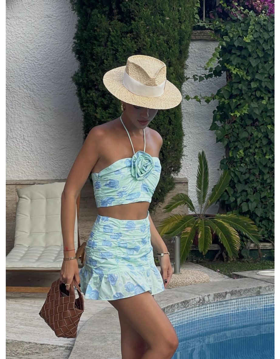 Blue ruched top top