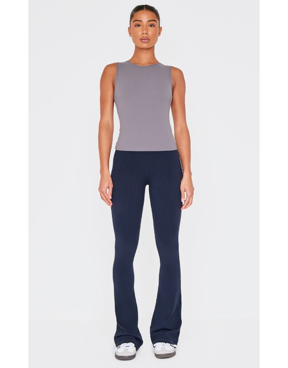 Charcoal Contour Crew Neck Fitted Vest Top