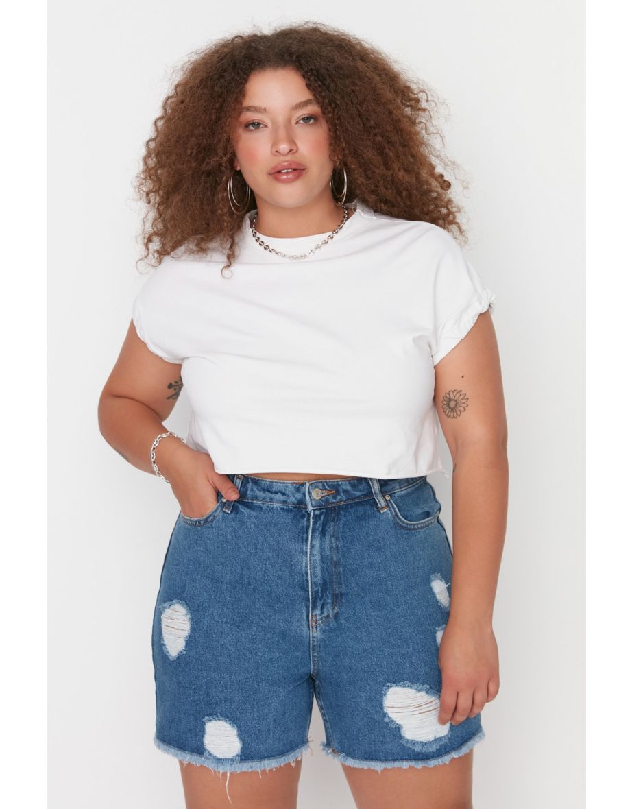 Destroyed bermuda denim shorts clearance