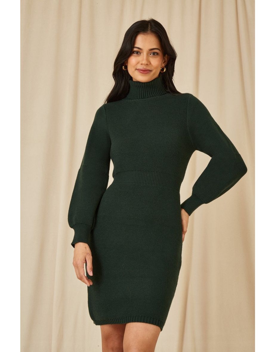 Yumi Green Cable Knit Tunic Dress