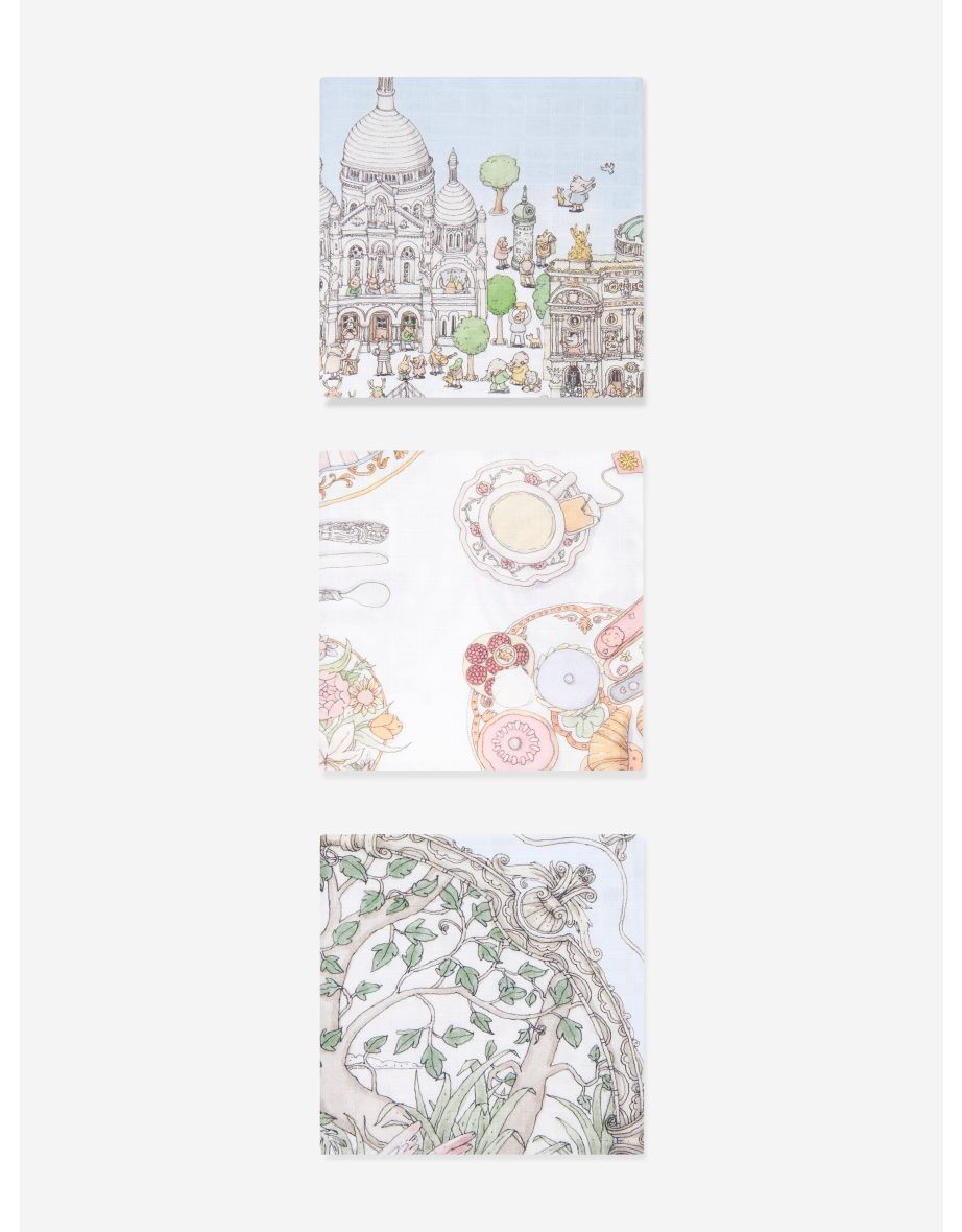Baby Bon Appétit Paris 3 Swaddles Set in Blue