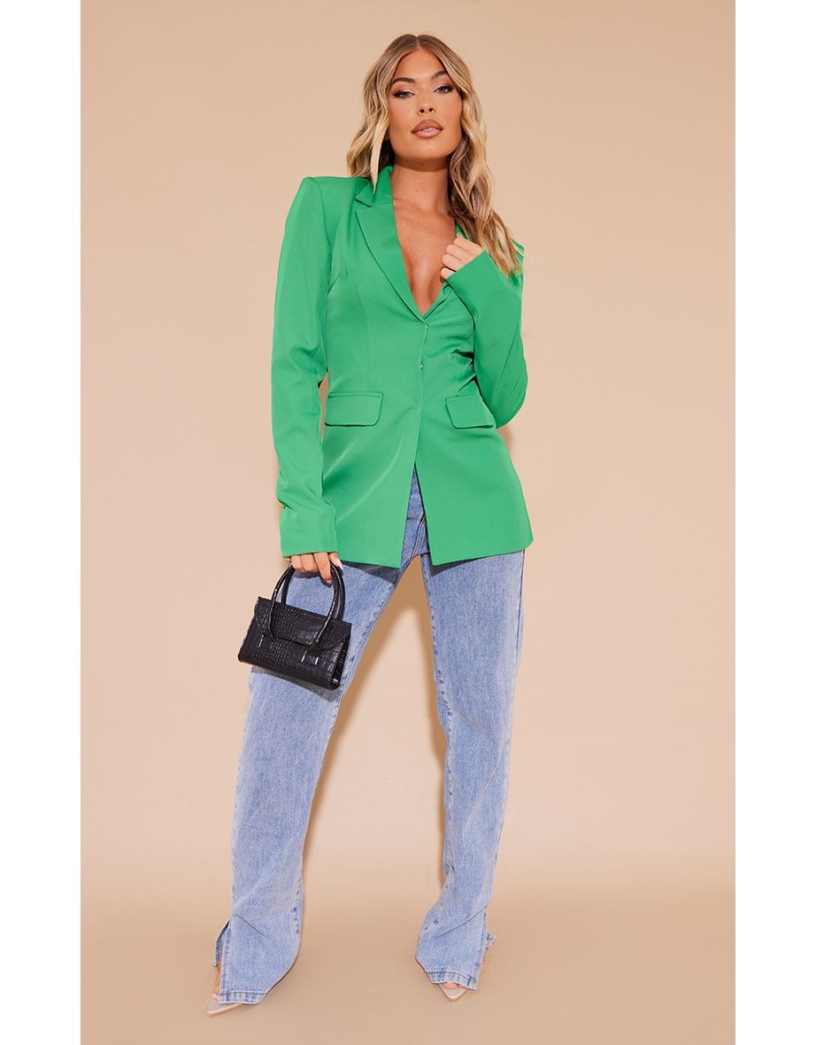 Green fitted blazer clearance