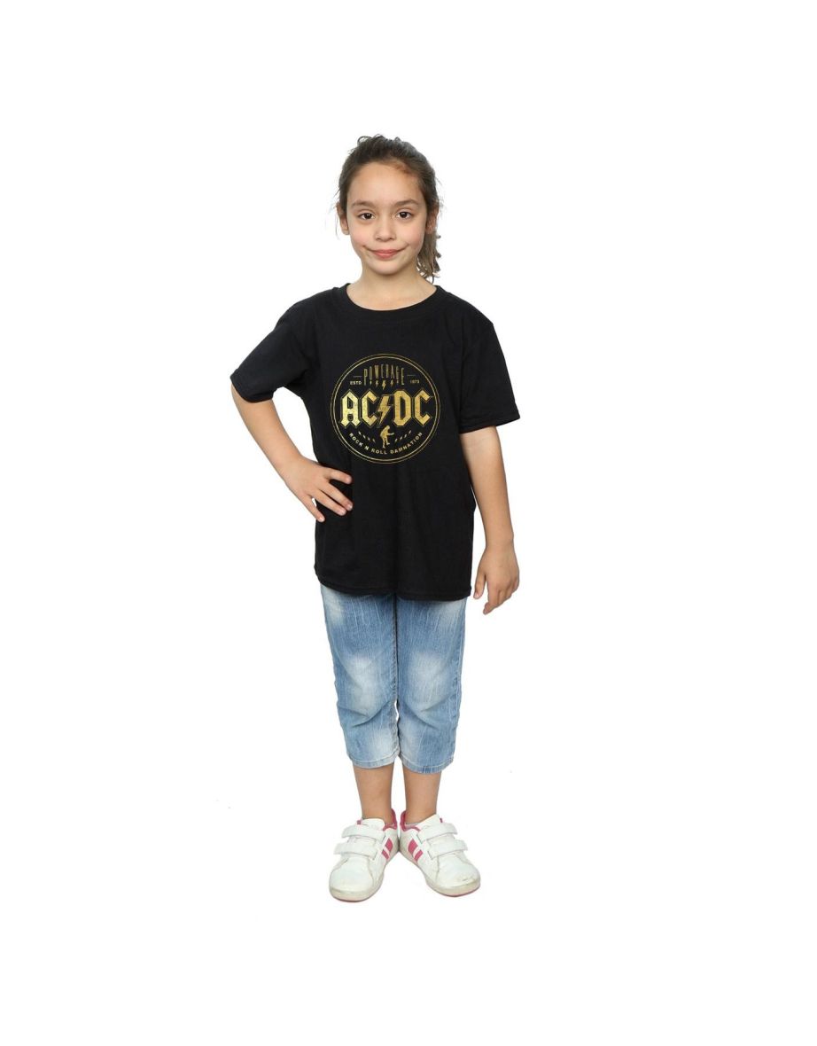 AC/DC Girls Rock N Roll Damnation Cotton T-Shirt - Black - 3