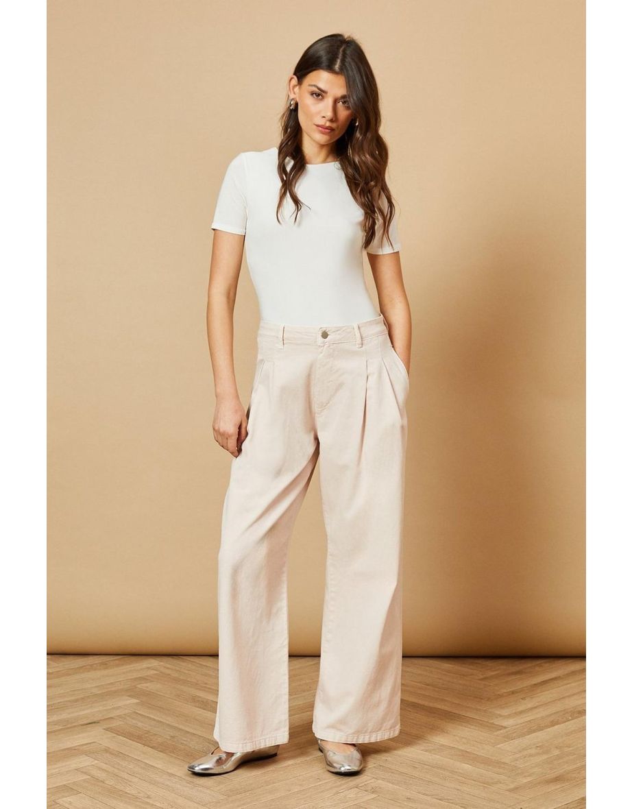 Pleat Front Washed Pink Jeans