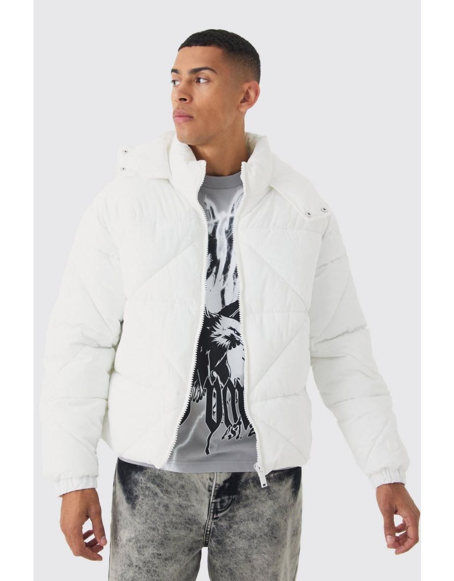 Abstract Quilted Puffer In White - white