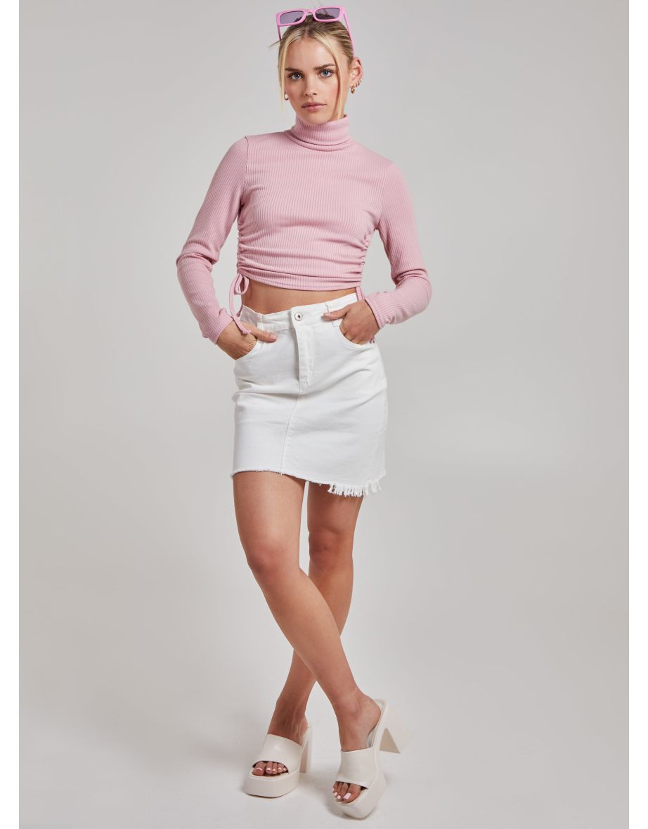 SOUR - Ruched Crop Ribbed Top