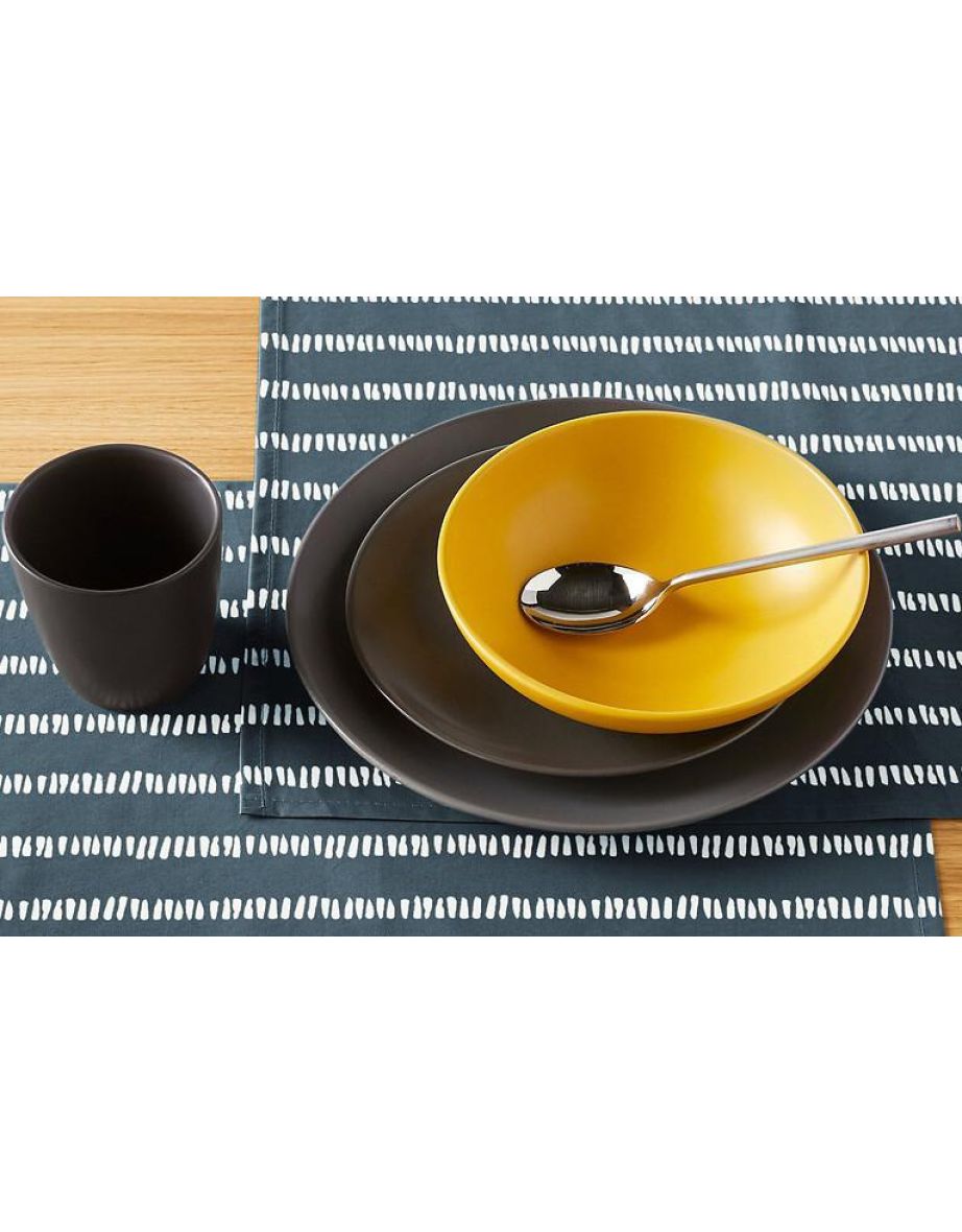 Set of 2 Irun Striped Coated Cotton Placemats