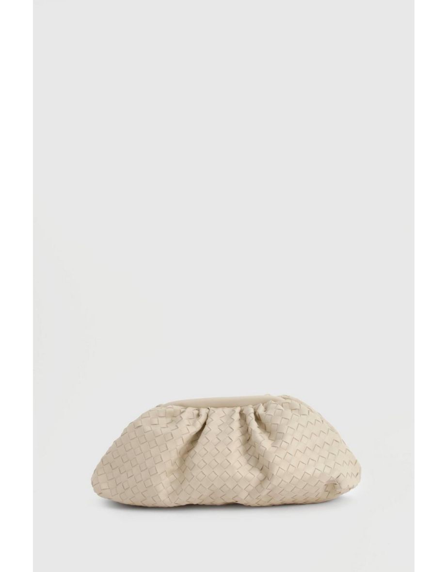 Woven Oversized Clutch Bag - ivory