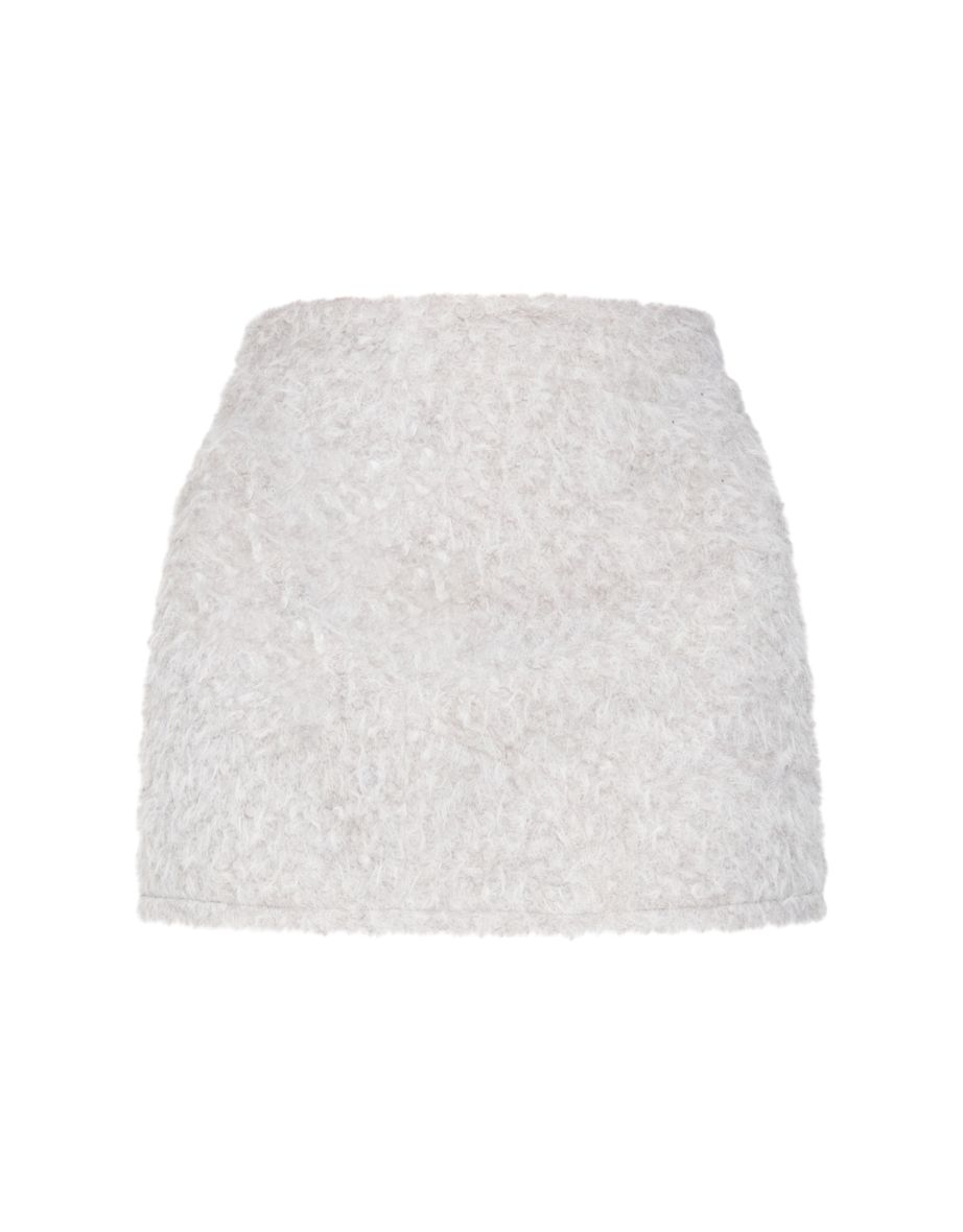 Plus Grey Wool Look Mini Skirt - 5