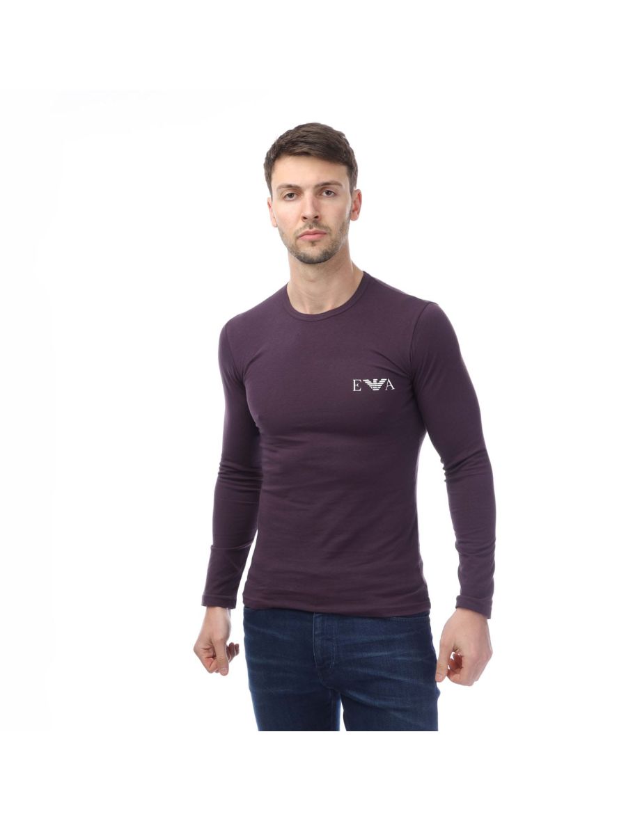 Men's Emporio Armani Loungewear Fitted Mock Neck Top in Blue